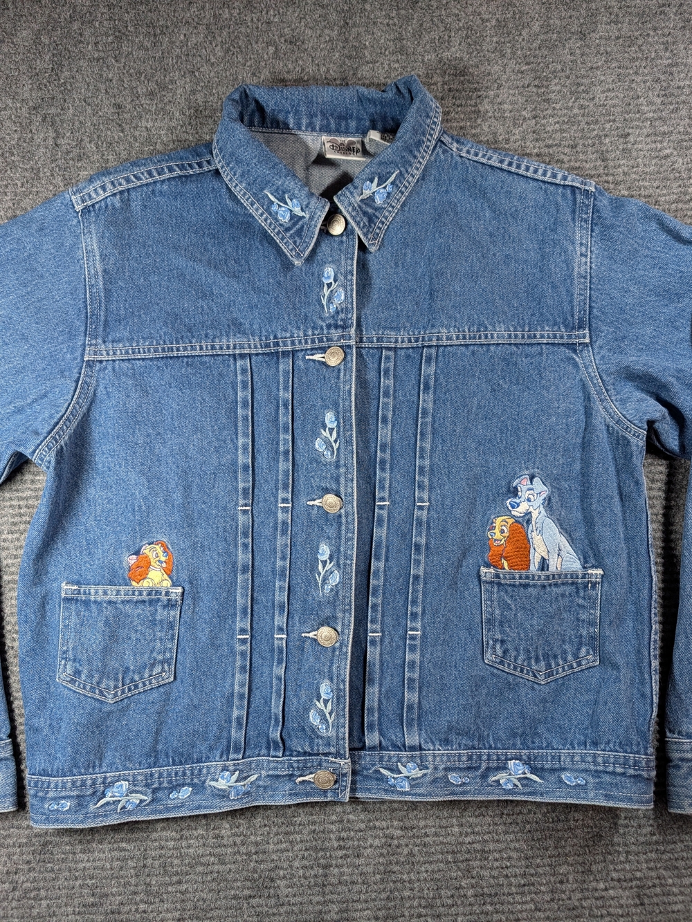 Vintage Lady And The Tramp Disney Catalog Denim Jacket Embroidered 90s Size M